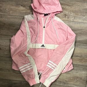 Adidas Pink and Cream Hooded Jacket